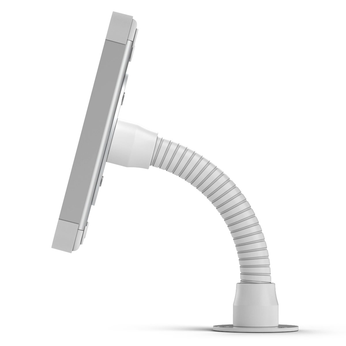 Side view Flex adjustable tablet desk stand white