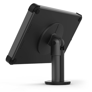 Rear view Fixed Desk secure tablet stand black model