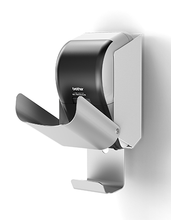 front open cover view sprocket x-print wall iPad tablet wall mount with brother label printer white